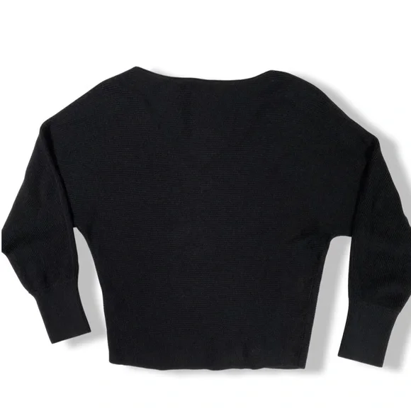 Leith Black V-neck Sweater, Lightweight Cotton Blend, XXS, New With Tags - Picture 2 of 9